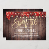 Sweet 16 String Lights Der Herbst lässt den Geburt Einladung (Vorne/Hinten)