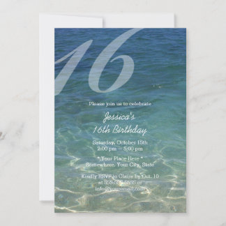 Sweet 16 Summer Blue Sea Water Beach Einladung