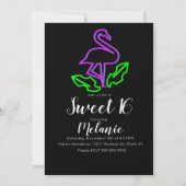 Sweet 16 Summer Neon Tropical Flamingo Glow Party Einladung (Vorderseite)