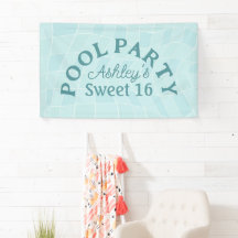 Sweet 16 Summer Pool Party Banner