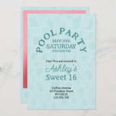 Sweet 16 Summer Pool Party Geburtstag Einladung (Vorne/Hinten)
