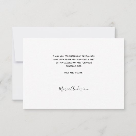 Sweet 16 thank you custom foto black white dankeskarte (Rückseite)