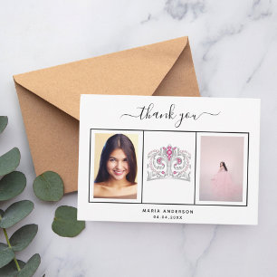 Sweet 16 thank you custom foto black white dankeskarte