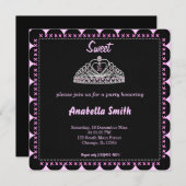 Sweet 16 tiara einladung (Vorne/Hinten)