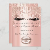 Sweet 16. Tropfen Glitzer Brautparty Makeup VIP Einladung (Vorne/Hinten)