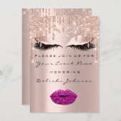 Sweet 16. Tropfen Glitzer Bridal Makeup Lila Lips Einladung (Vorne/Hinten)