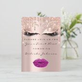 Sweet 16. Tropfen Glitzer Bridal Makeup Lila Lips Einladung (Stehend Vorderseite)