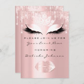 Sweet 16. Tropfen Pink Quinceanera Royal Princess Einladung (Vorne/Hinten)