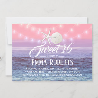 Sweet 16 Tropical Beach Starfish & Sand Dollar Einladung