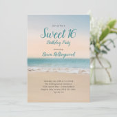 Sweet 16 Tropical Beach Themenparty Einladung (Stehend Vorderseite)