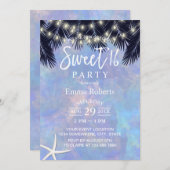 Sweet 16 Tropical Palm Tree Elegante Wasserfarbe Einladung (Vorne/Hinten)