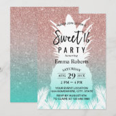 Sweet 16 Tropical Pineaple Rose Gold Glitzer Einladung (Vorne/Hinten)
