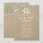 Sweet 16 Tropical Plumeria Beach Elegant Einladung (Vorne/Hinten)