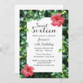 Sweet 16 Tropical Red Hibiskus Blume Einladung (Vorne/Hinten)