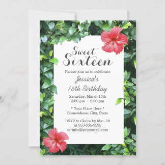 Sweet 16 Tropical Red Hibiskus Blume Einladung