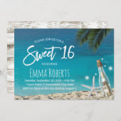 Sweet 16 Tropical Starfish Beach Message in Flasch Einladung (Vorne/Hinten)