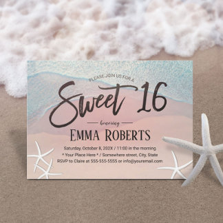 Sweet 16 Tropical Summer Beach Geburtstagsparty Einladung