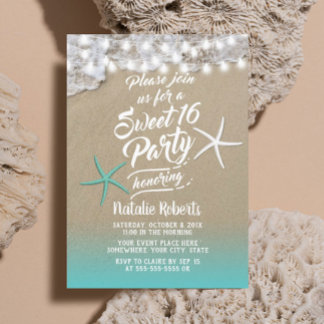 Sweet 16 Tropical Summer Beach Starfish Einladung