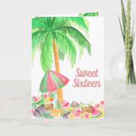 Sweet 16 Tropical Summer Watercolor Hawaiian Luau Einladung
