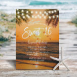 Sweet 16 Tropical Sunset Palm Beach Einladung<br><div class="desc">Sweet 16 Tropical Sunset Palm Beach zum Geburtstag Einladungen.</div>