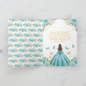 Sweet 16 Turquoise Princess Brunette Girl Karte (Innenseite)