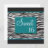 Sweet 16 Turquoise Zebra Einladungen (Vorne/Hinten)
