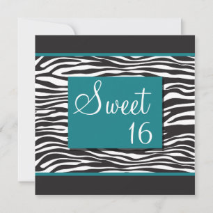 Sweet 16 Turquoise Zebra Einladungen