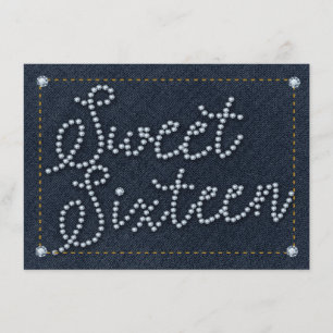 SWEET 16 Typ Denim & Diamonds Party Einladung