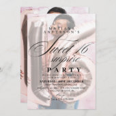 Sweet 16 Überraschendes Party Modernes 2 Foto Gebu Einladung (Vorne/Hinten)