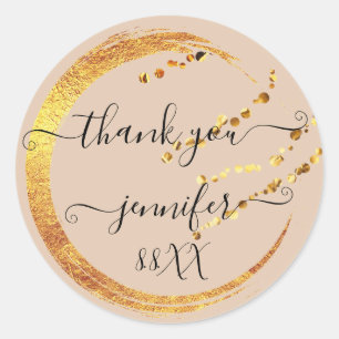 Sweet 16. Vielen Dank Date Bridal Beige Gold Honey Runder Aufkleber