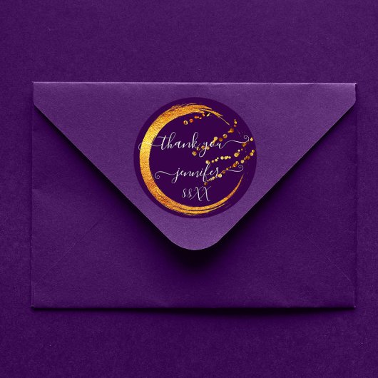 Sweet 16. Vielen Dank Date Bridal Lila Gold Honey Runder Aufkleber