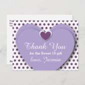 SWEET 16 Vielen Dank Herzens Lila Polka Dots B05 Postkarte (Vorne/Hinten)