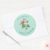 Sweet 16 Vintag Mint Grüne Blüte Runder Aufkleber (Umschlag)