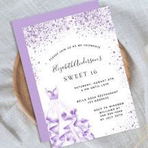 Sweet 16 violett, weiß gekleidet Glitzer Glam
