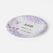 Sweet 16 violett weißes Kleid Pappteller (Schrägansicht)