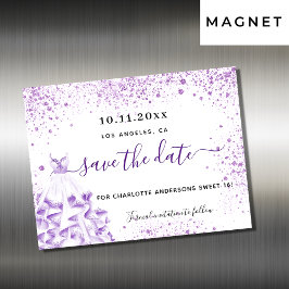 Sweet 16 violette Kleidung speichern den Datums-Ma Magneteinladung