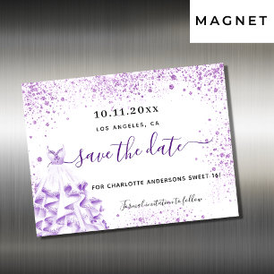 Sweet 16 violette Kleidung speichern den Datums-Ma Magneteinladung