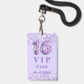 Sweet 16 violette Lavendel Vip Party Pass Ausweis (Vorderseite mit Lanyard)