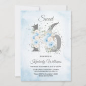 Sweet 16 Watercolor Baby Blue Theme Einladung (Vorderseite)