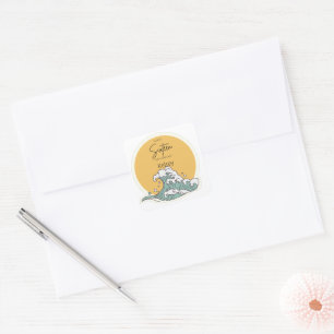 Sweet 16 Wave und Sun Monogram - Name Quadratischer Aufkleber