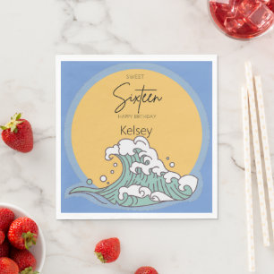 Sweet 16 Wave und Sun Monogram - Name Serviette