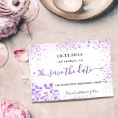 Sweet 16 weiße violette Kleidung Glitzern Save The Date