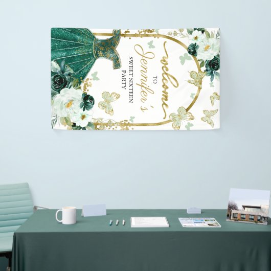Sweet 16 Welcome Sign Butterfly Blumenkleid Banner (Messeveranstaltung)