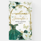 Sweet 16 Welcome Sign Butterfly Blumenkleid Banner (Vertikal)