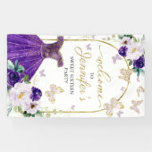 Sweet 16 Welcome Sign Butterfly Blumenkleid Banner (Horizontal)