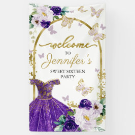 Sweet 16 Welcome Sign Butterfly Blumenkleid Banner