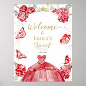 Sweet 16 Welcome Sign Butterfly Royal Blue Dress Poster (Vorne)