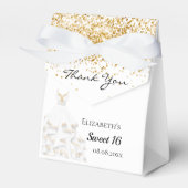 Sweet 16 White Gold Glitzer Kleid Vielen Dank Geschenkschachtel (Vorderseite)