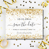 Sweet 16 white gold Save the Date card