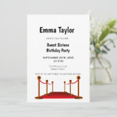 Sweet 16 White Red Tepet Hollywood Geburtstag Einladung (Stehend Vorderseite)